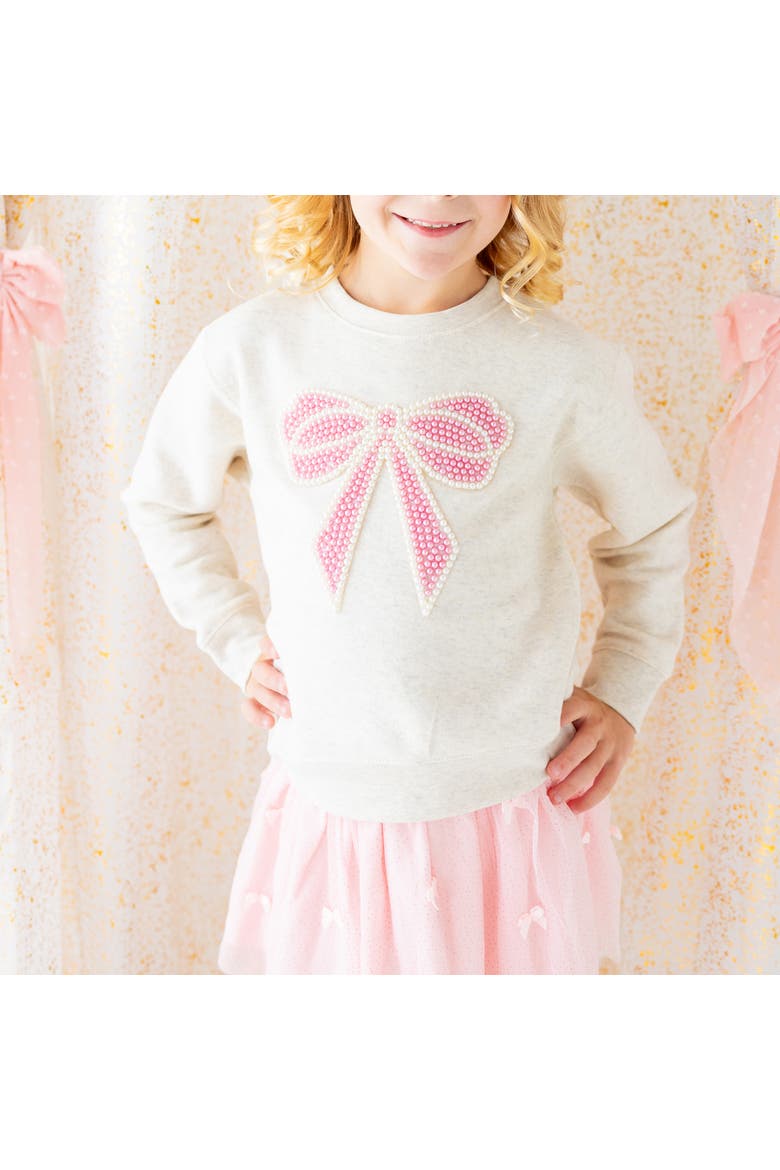 Pearl Bow Patch Sweatshirt, Alternate, color, Natural