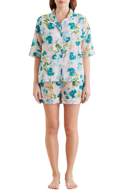 PAPINELLE PAPINELLE AUDREY FLORAL COTTON & SILK SHORT PAJAMAS