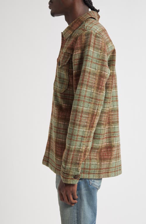 Double Rl Plaid Felted Wool Blend Button-up Shirt Jacket In Green
