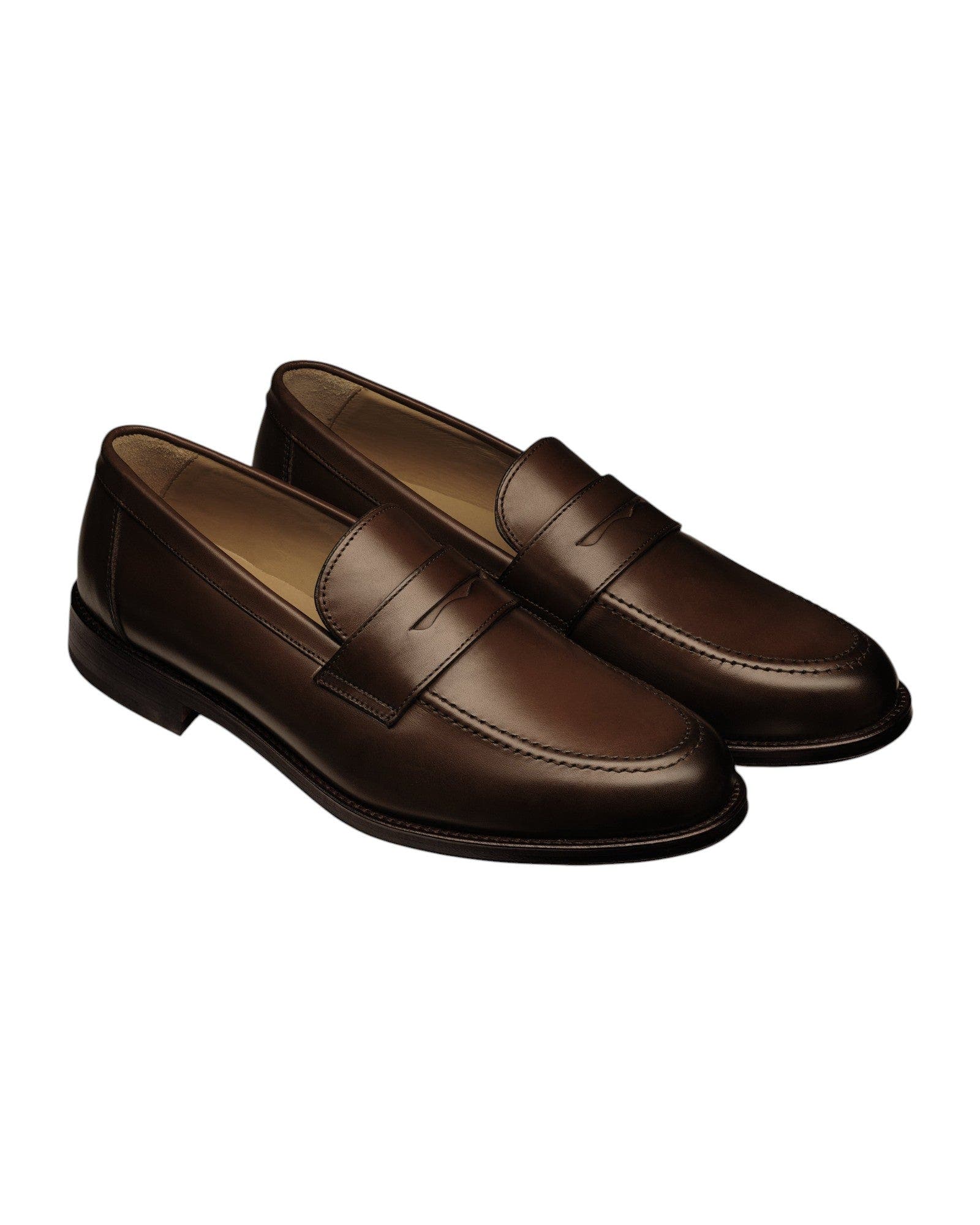 Charles Tyrwhitt Leather Penny Loafers, Main, color, Chestnut Brown