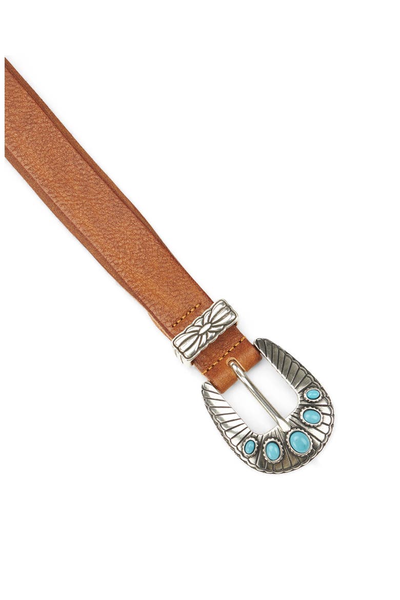 Martellata Leather Belt, Alternate, color, Brown
