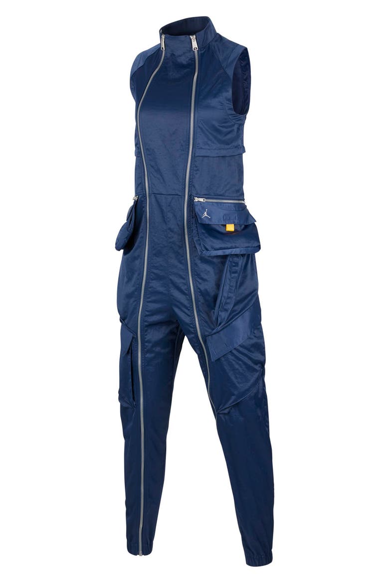 Jordan Sleeveless Nylon Flight Suit, Main, color, NAVY/ LASER ORANGE