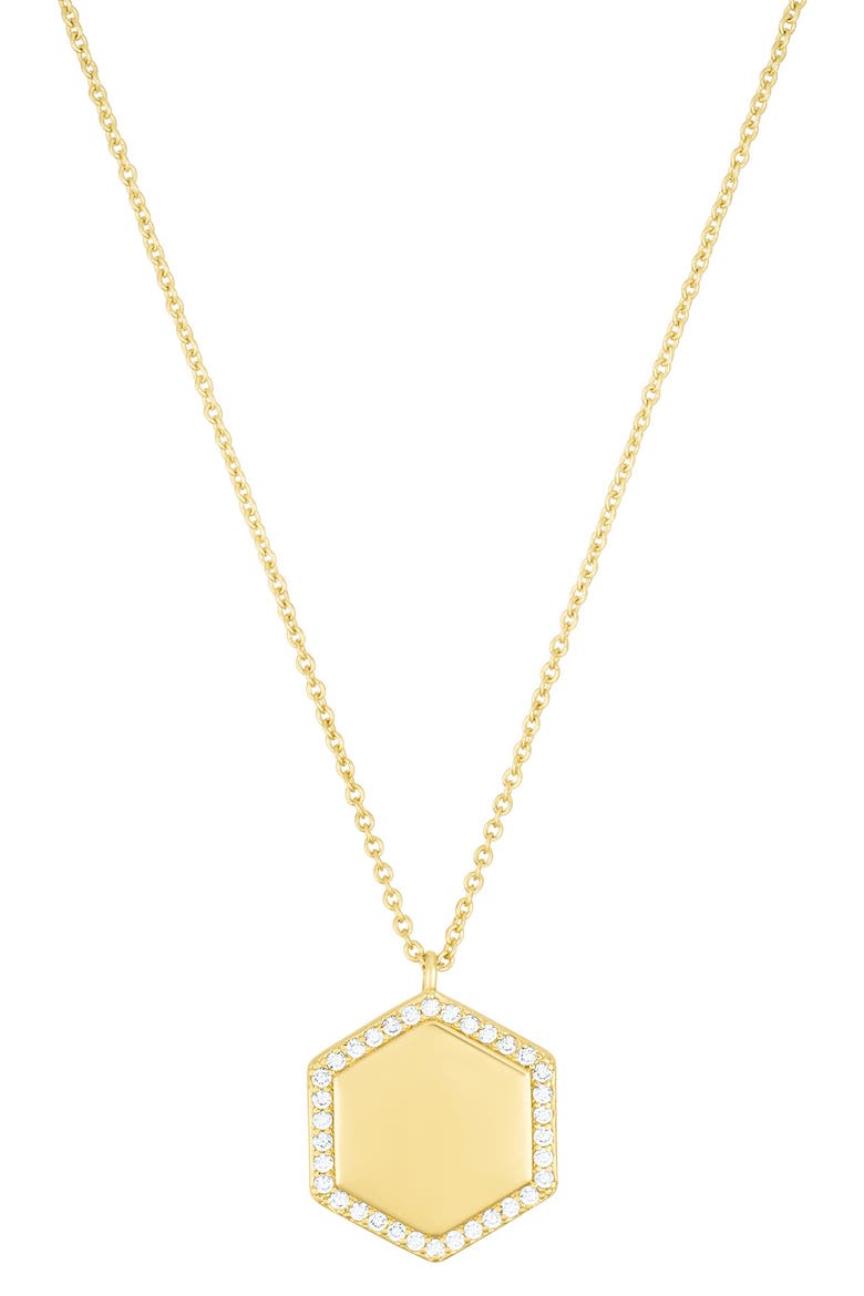 Pavé Hexagon Pendant Necklace, Main, color, GOLD