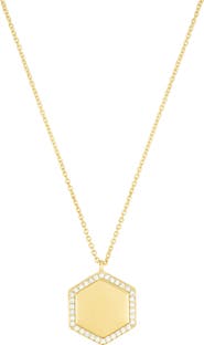 Adornia Pavé Hexagon Pendant Necklace