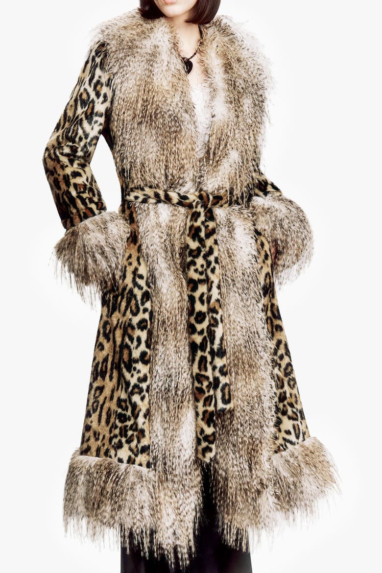 Leopard Faux Fur Belted, Alternate, color, HONEY MULTI
