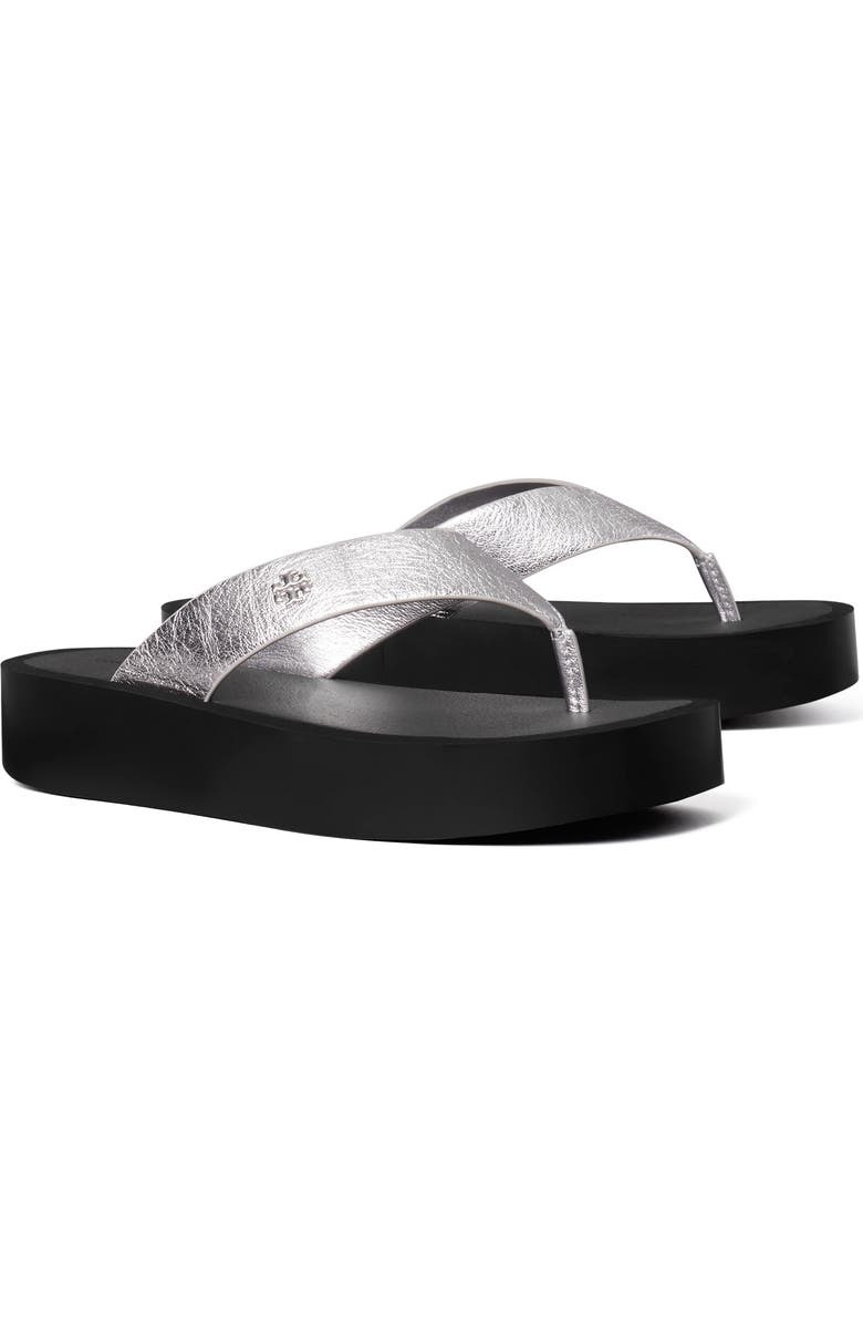 Tory Burch Platform Flip Flop, Main, color, Silver/Perfect Black/Silver