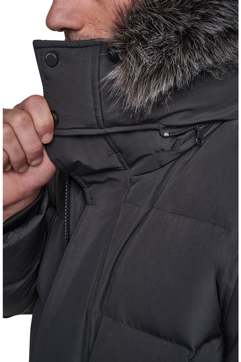 Hooded Down & Feather Fill Bomber Jacket with Faux Fur Trim, Alternate, color, CHARCOAL