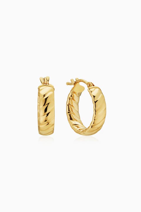 14K Gold Cobra Hoops Earrings