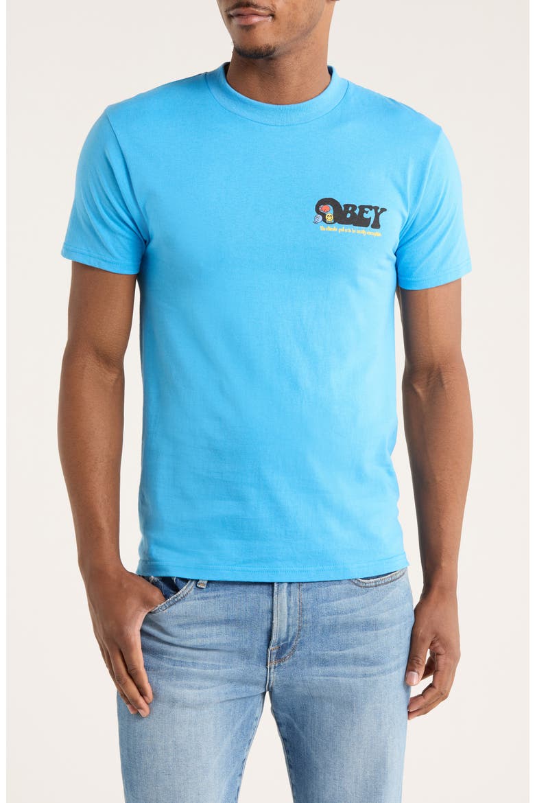 Earth Drop Out Graphic T-Shirt, Main, color, AZURE BLUE