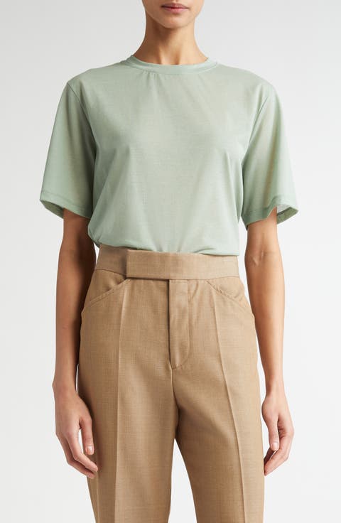 Tシャツ・カットソー VICTORIA BECKHAM Woman T-Shirt Green 1125JTS006165A WASABI David's Wife' Slogan T-Shirt In White – Victoria Beckham Inc