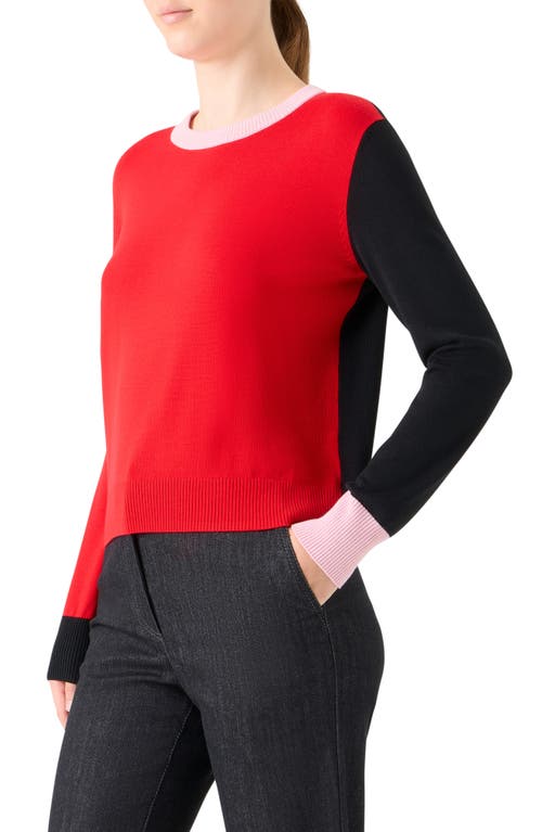 Akris Punto Colorblock Virgin Wool Sweater In Pink