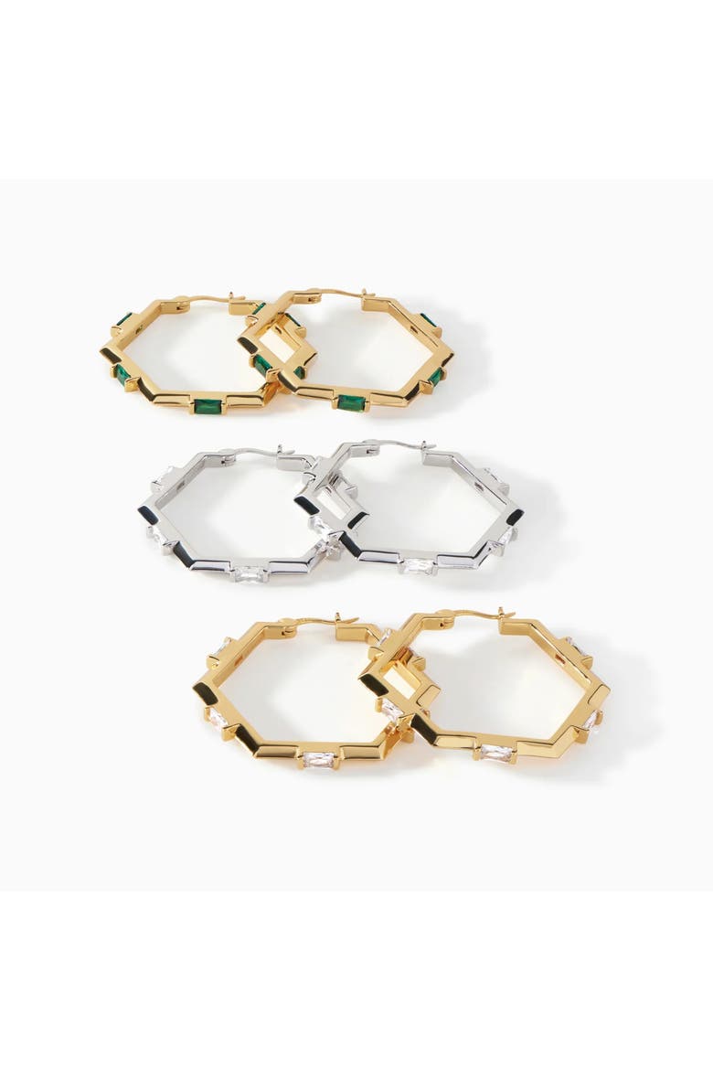 The Claire Hoop M Earrings, Alternate, color, Rose Gold White CZ