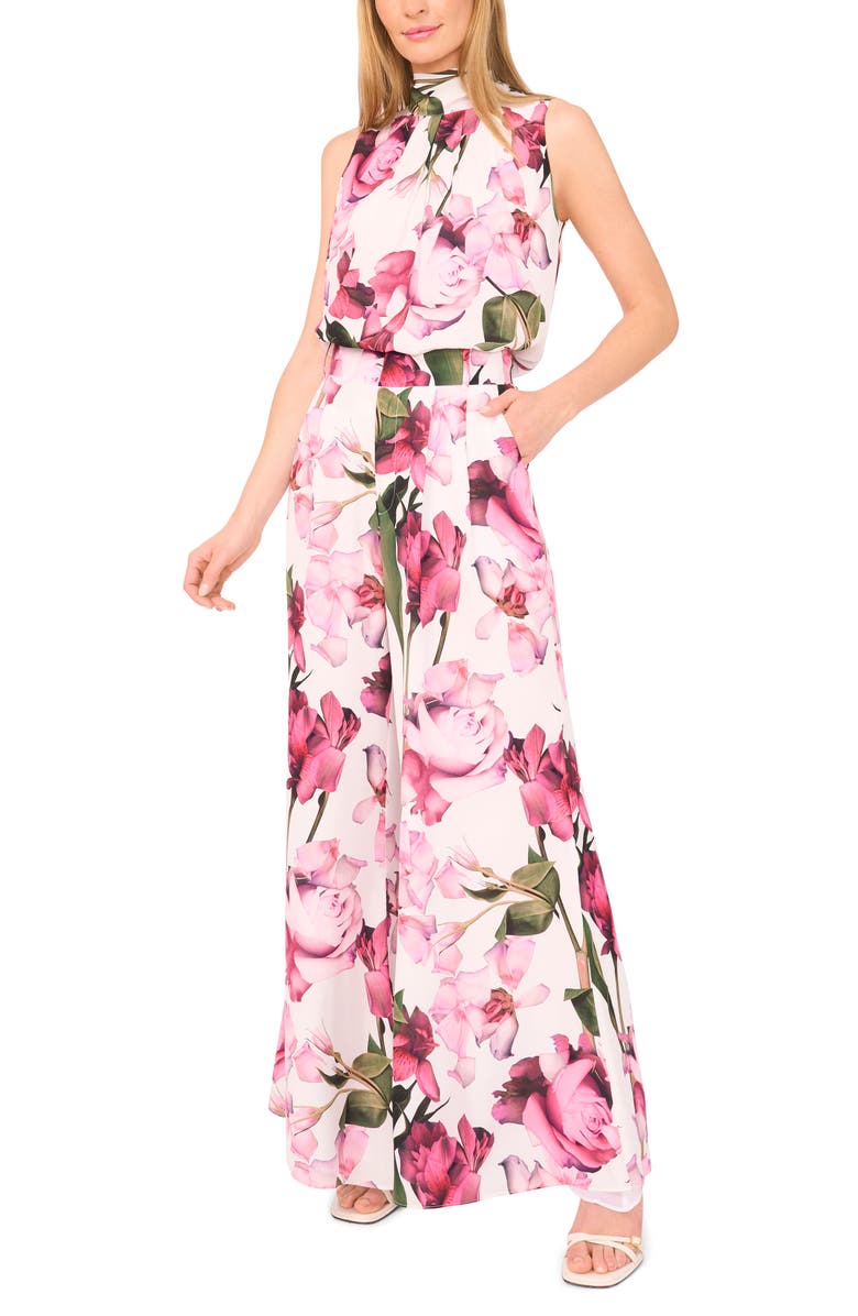 Ted Baker Floral Print Sleeveless Satin Shirt, Alternate, color,