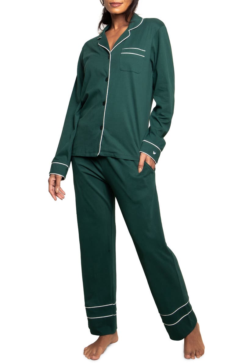 Petite Plume Women's Luxe Pima Cotton Pajamas, Main, color, Evergreen