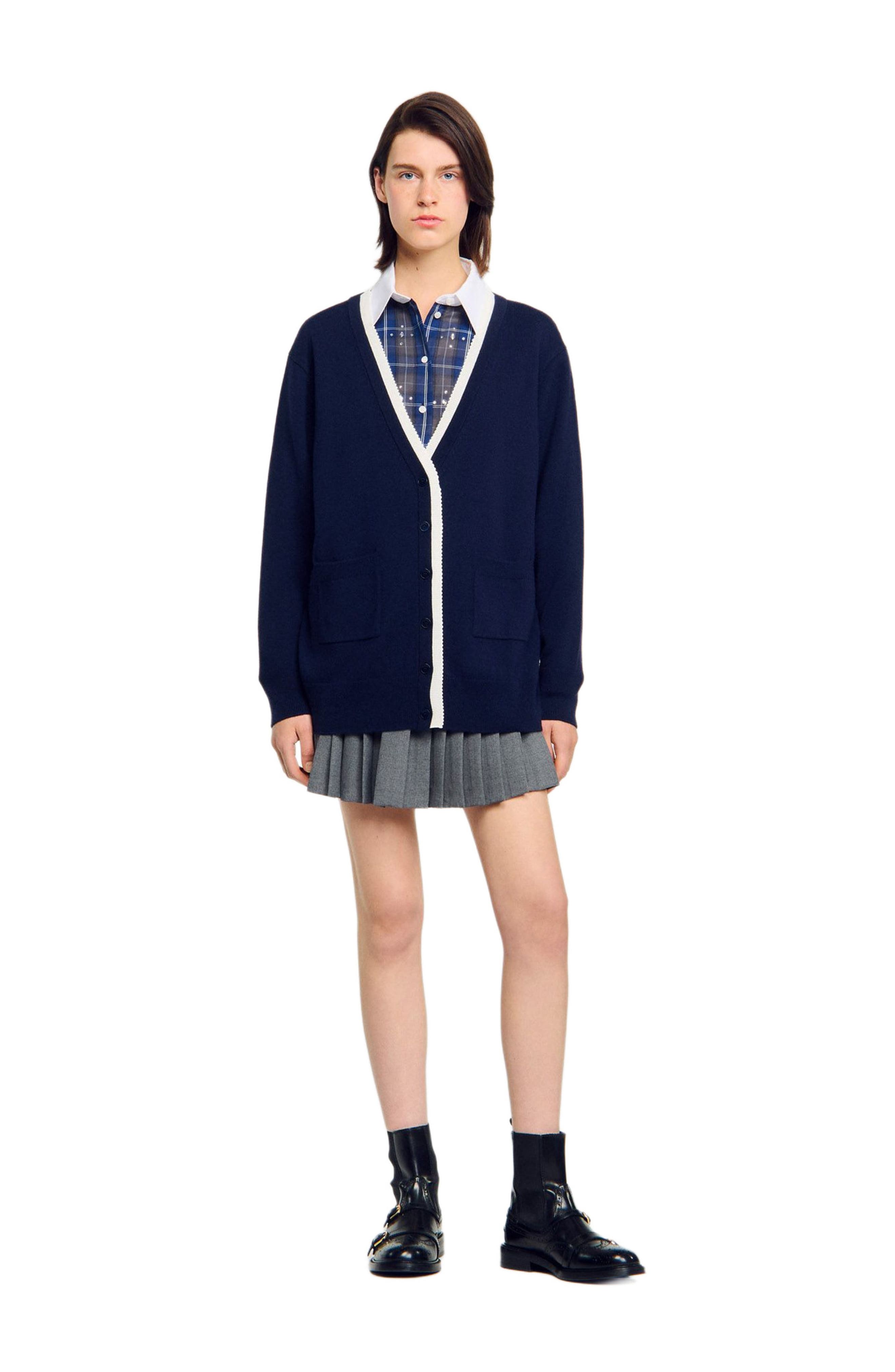 Long two-tone cardigan - image 2