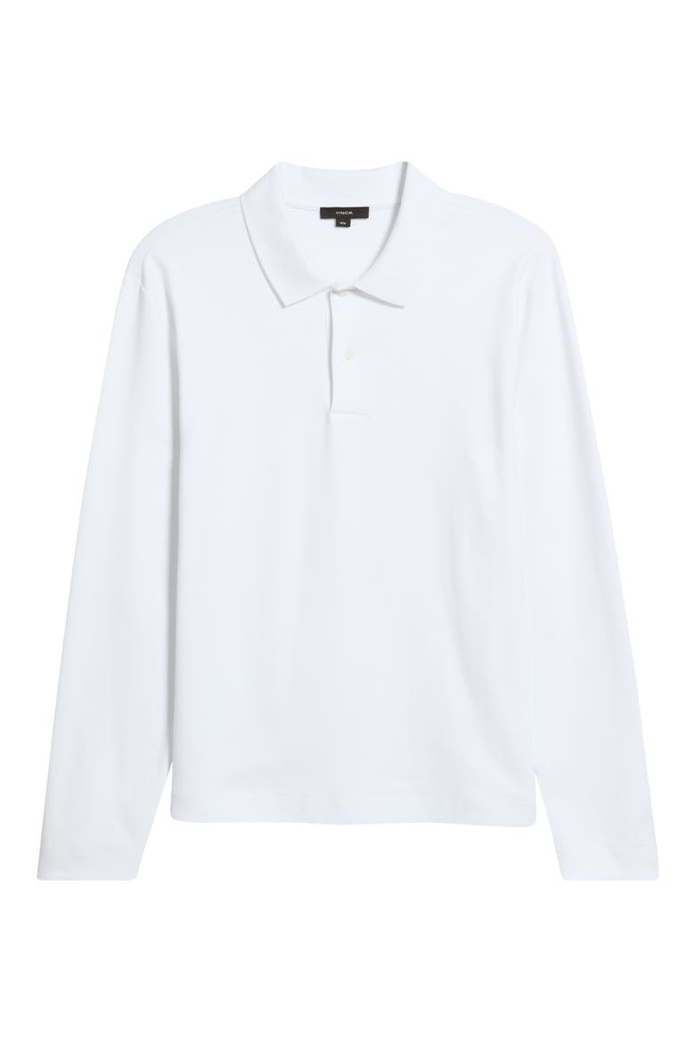 Long Sleeve Peached Cotton Jersey Polo, Alternate, color, OPTIC WHITE