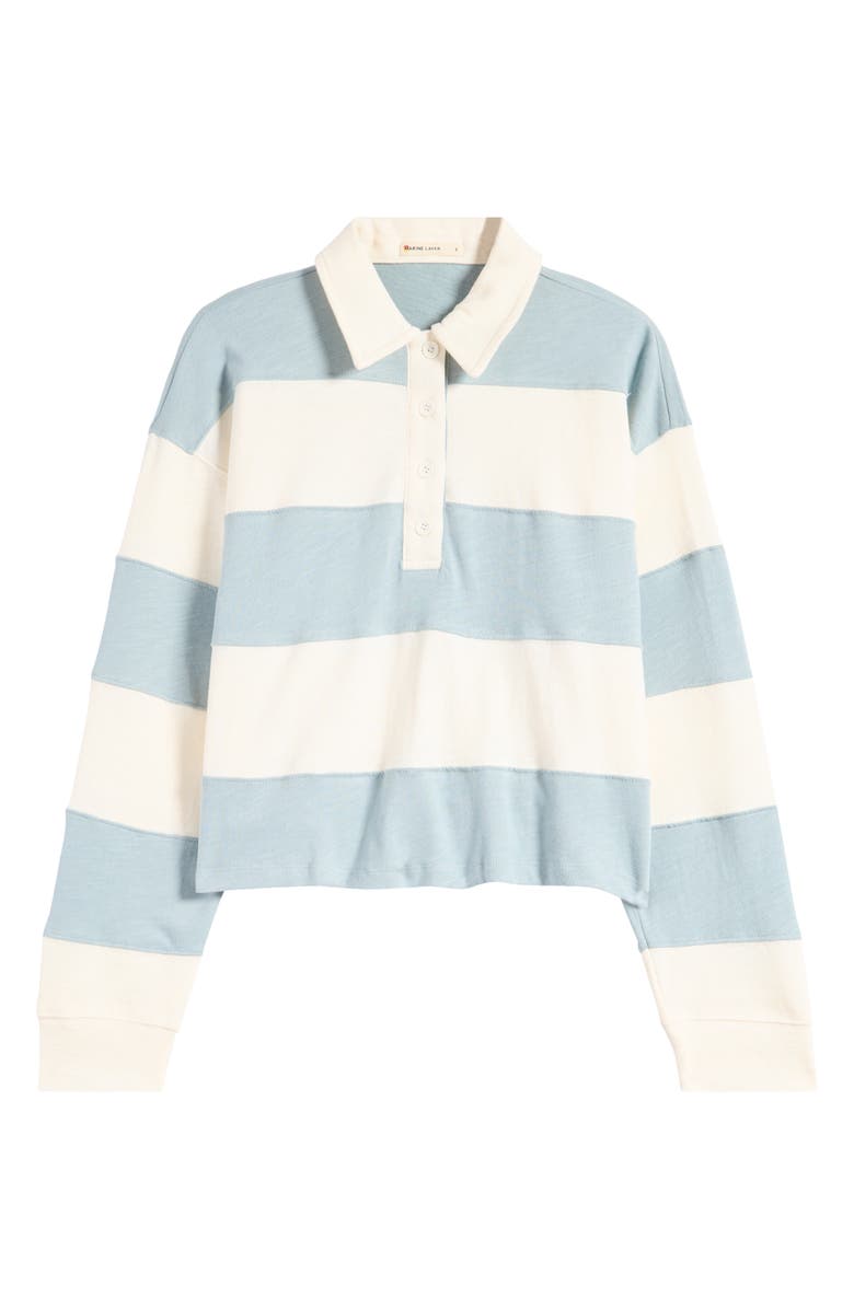 Marine Layer Crop Cotton Rugby Shirt, Alternate, color, Faded Aqua Stripe