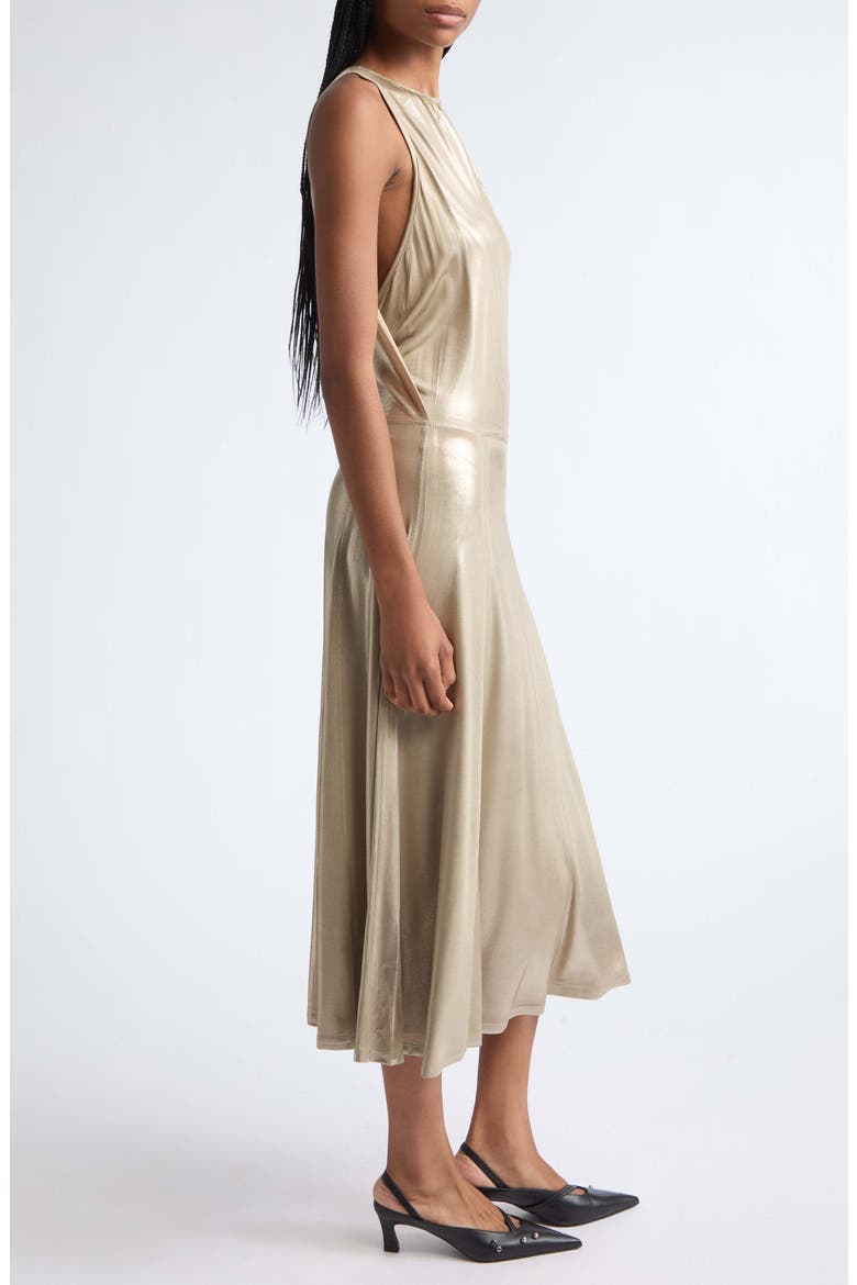 Fluid Metallic Jersey Midi Dress, Alternate, color, SANDY/ BEIGE