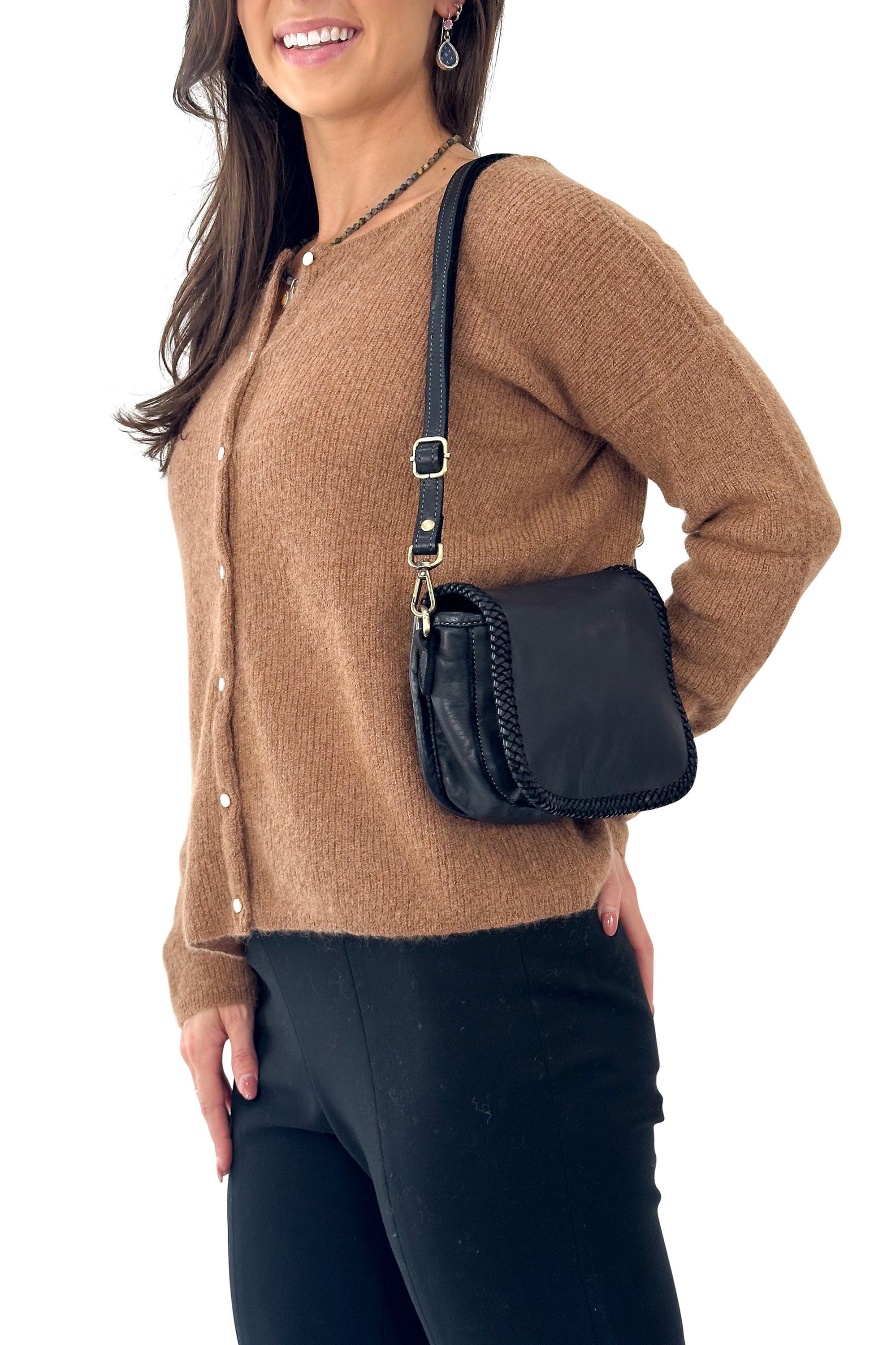 Bolsa Nova Naples Saddle Bag, Alternate, color, Black