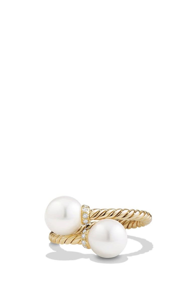 Solari Bypass Ring with Diamonds and Pearls in 18K Gold, Main, color, PEARL