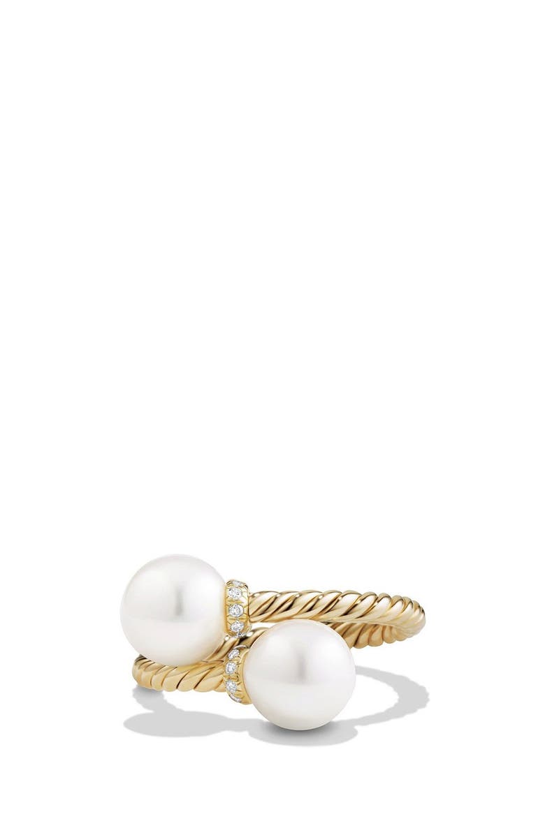 David Yurman Solari Bypass Ring with Diamonds and Pearls in 18K Gold, Main, color, 