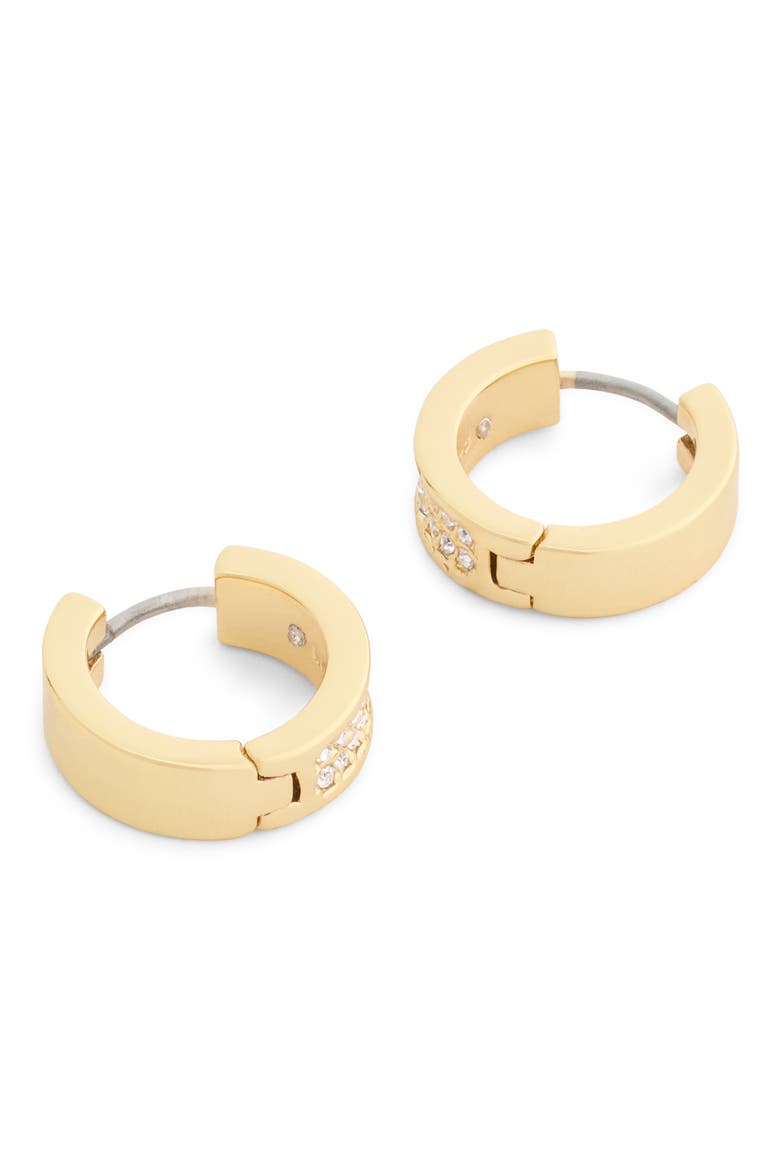 Pavé Huggie Hoop Earrings, Alternate, color, CRYSTAL