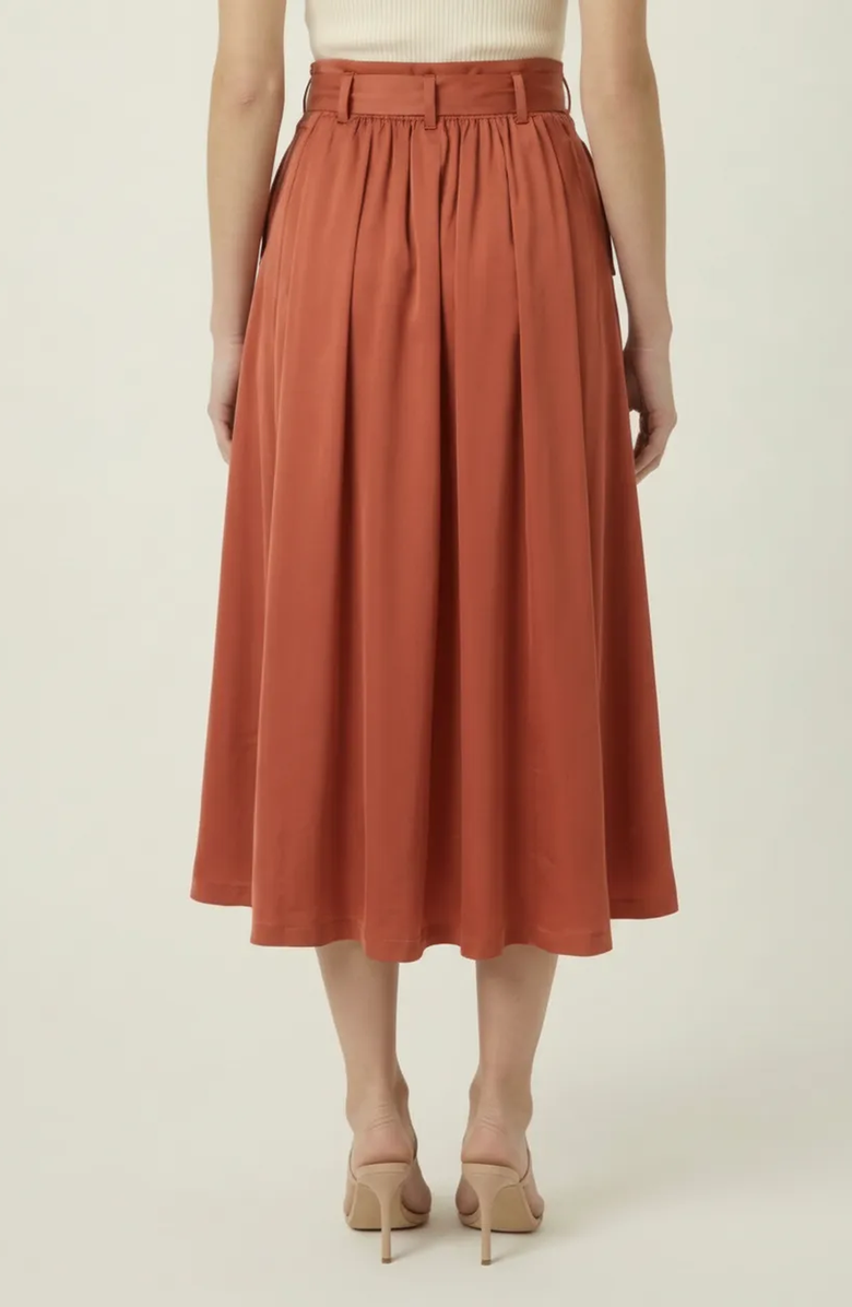 Modenaire Midi Skirt with Button Front Detail, Alternate, color, Rust