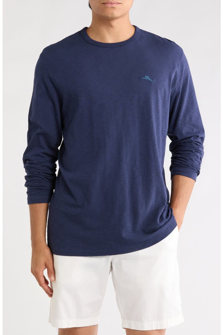 Tropic Tiles Long Sleeve Cotton T-Shirt, Main, color, COASTLINE