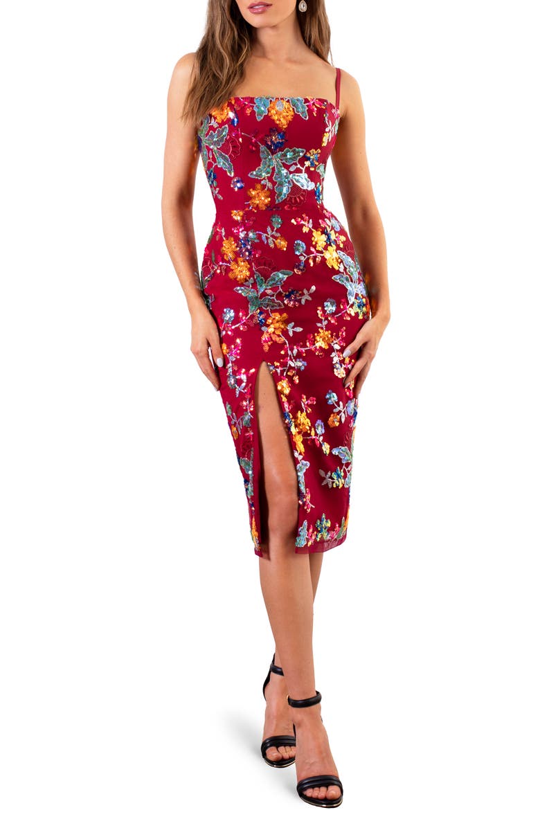 HELSI Sonya Floral Sequin Cocktail Midi Dress, Main, color,
