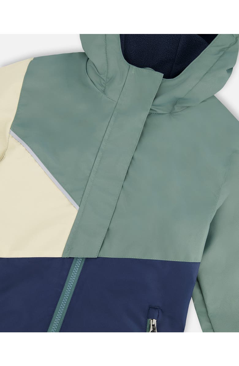 Deux par Deux Boy Mid-Season Fleece Jacket in Recycled Polyester, Alternate, color, Dark Green, Beige And Navy