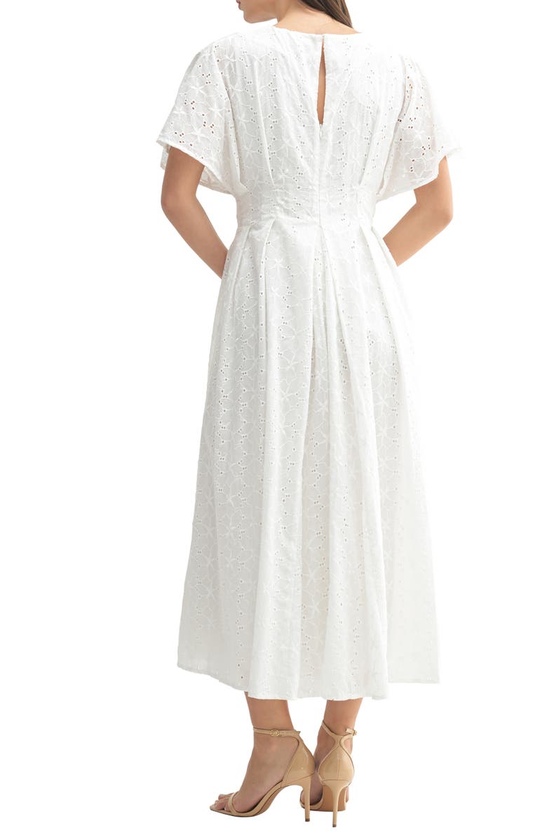 Mila Mae Dolman Sleeve Eyelet A-Line Dress, Alternate, color, Ivory