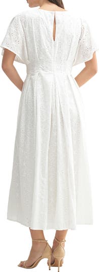 Dolman Sleeve Eyelet A-Line Dress