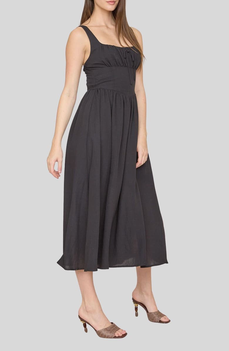 Blu Pepper Bow Fit & Flare Midi Sundress, Alternate, color, Black