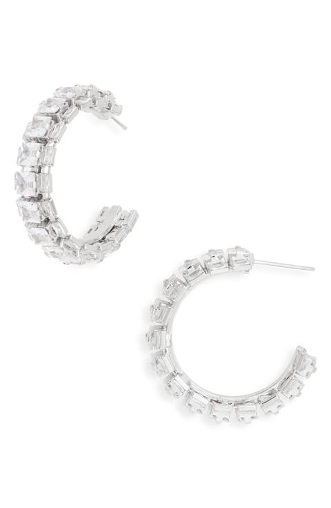 Stone Hoop Earrings