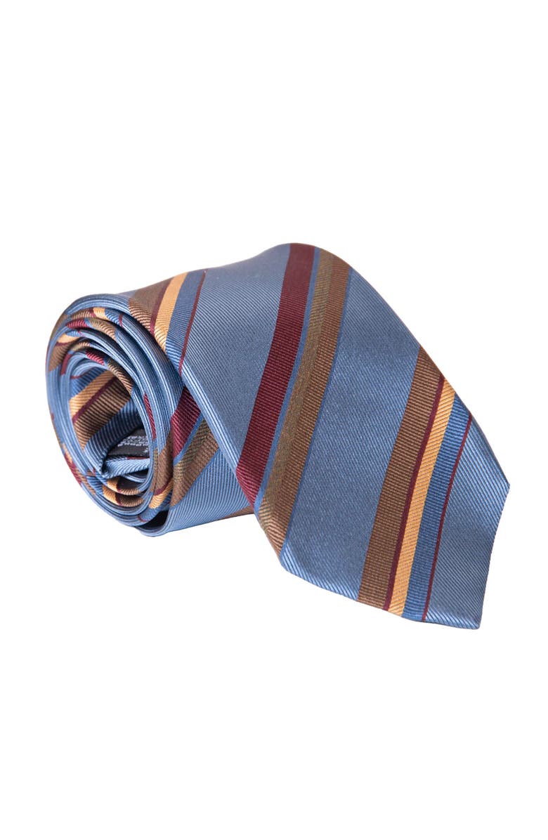 Elizabetta Battisti - Silk Jacquard Tie for Men, Main, color, Steel Blue