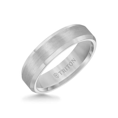 6MM Tungsten Carbide Ring with Satin Center and Bevel Edge