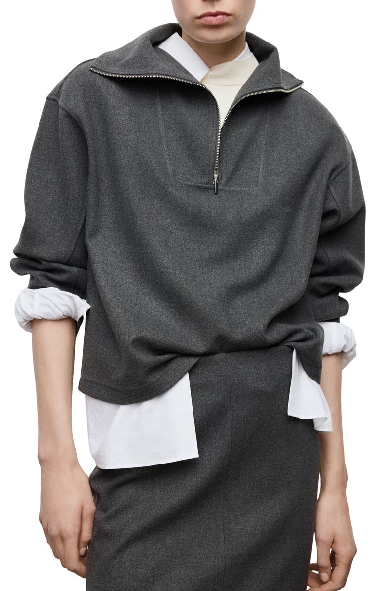 MANGO Half Zip Sweatshirt, Main, color, 