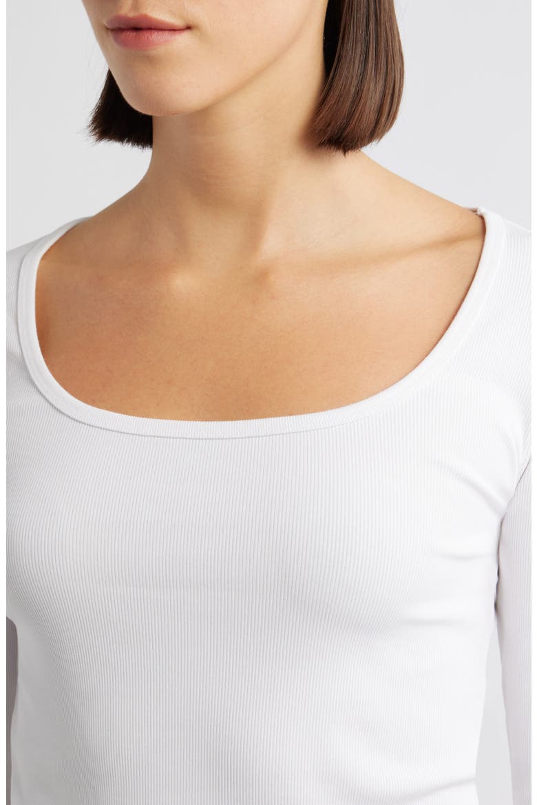 Square Neck Long Sleeve T-Shirt, Alternate, color, WHITE