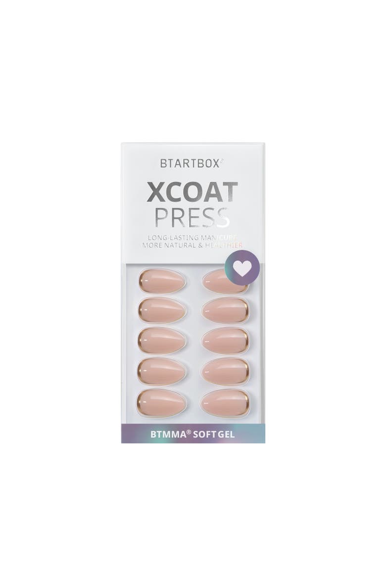 Press-on Nails Set Short Almond, Alternate, color, Gold End