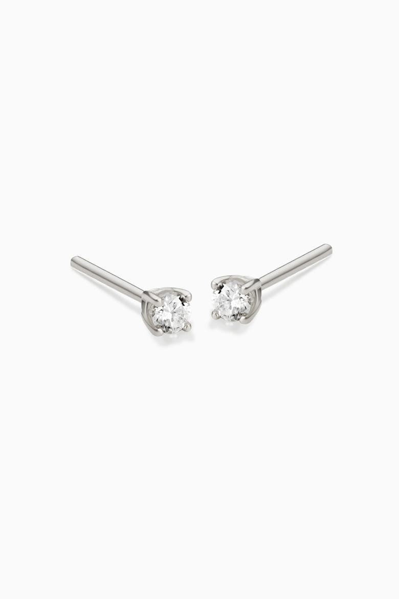 14K Gold Shine Bright Diamond Mini Studs, Main, color, White Gold