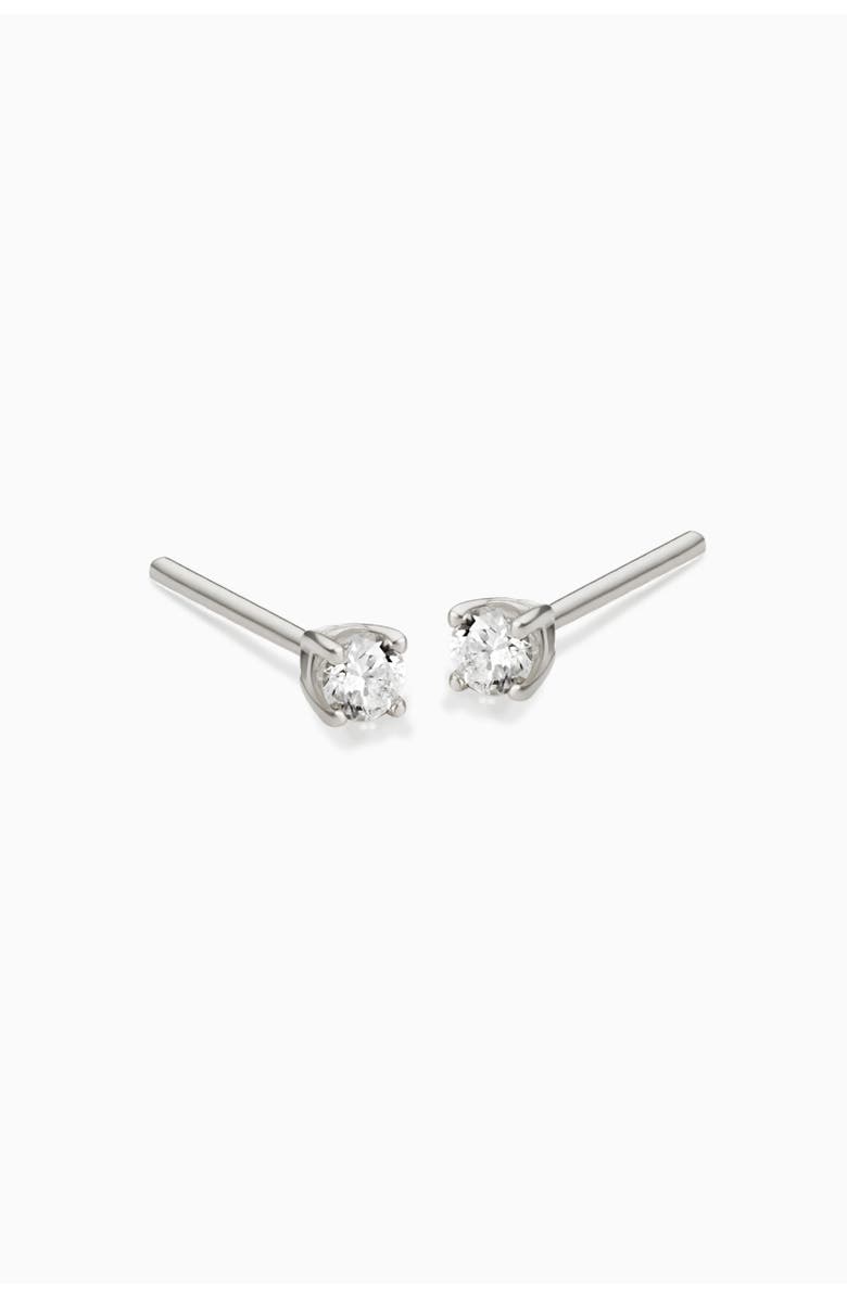 Oradina 14K Gold Shine Bright Diamond Mini Studs, Main, color, White Gold