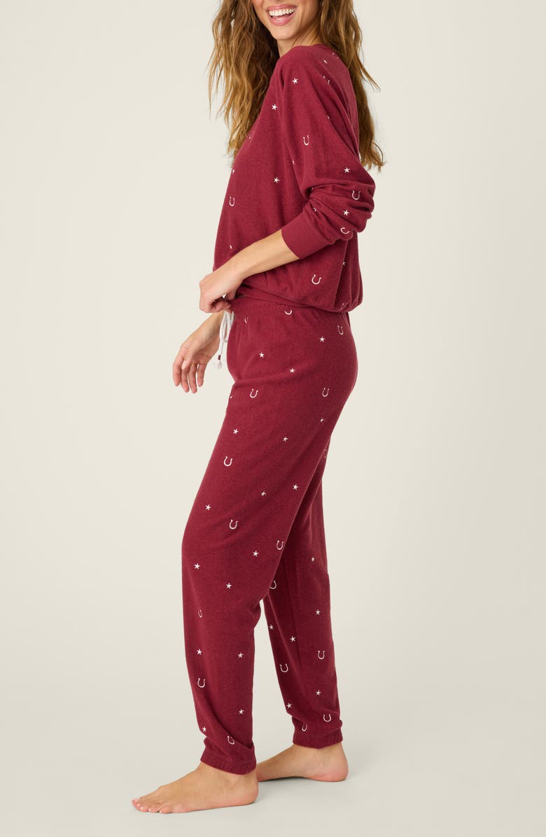 PJ Salvage Hold Your Horses Fleece Pajamas, Alternate, color, Port