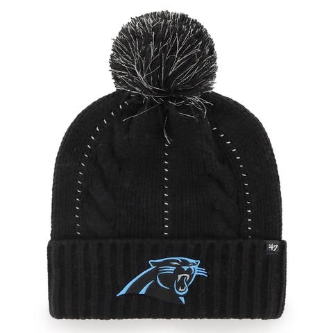 Women's '47 Black Carolina Panthers Bauble Cuffed Knit Hat with Pom
