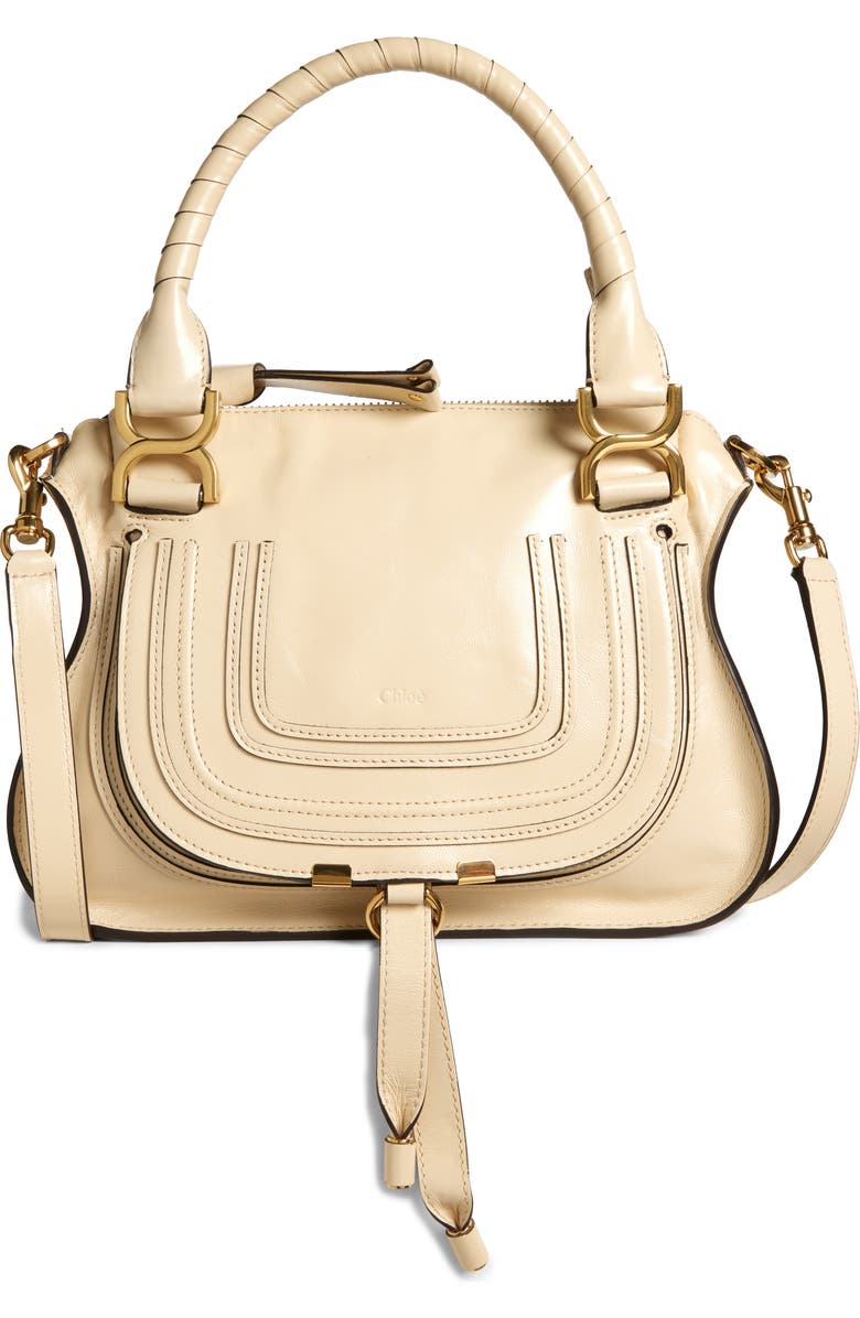 Chloé Small Marcie Leather Satchel, Main, color, Sweet Beige