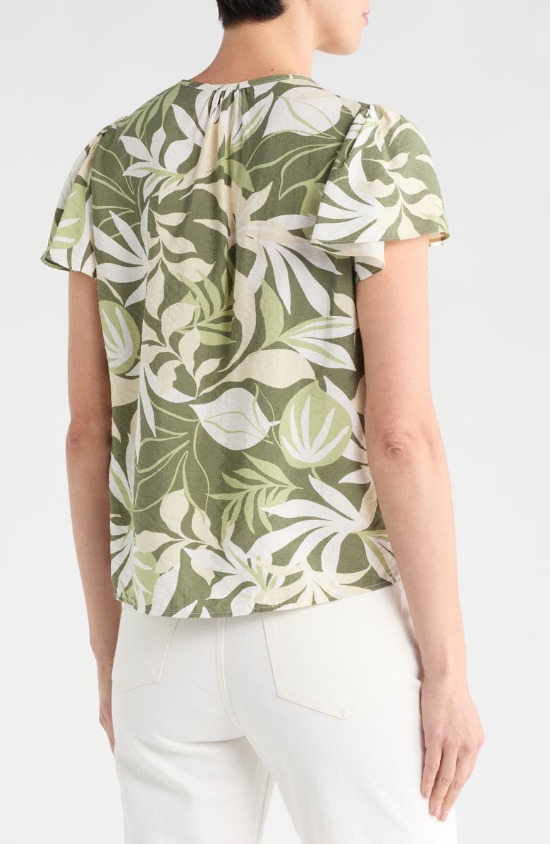 Renee C V-Neck Flutter Sleeve Top, Alternate, color, Olive