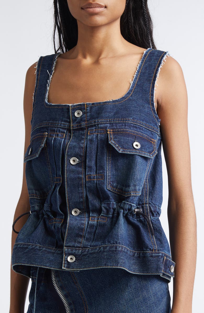 Sacai Denim Tank, Alternate, color, Blue