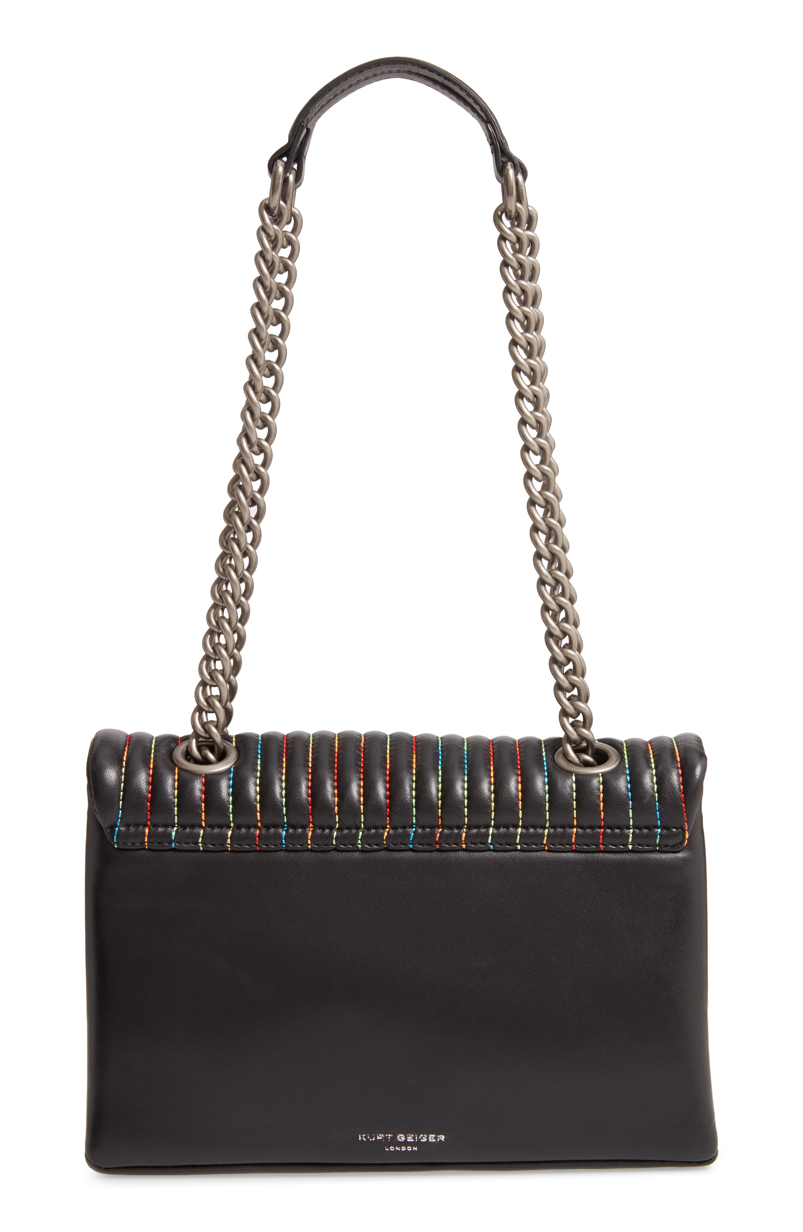 Kurt Geiger London 690 Kensington Rainbow Stitch Leather Shoulder Bag, Alternate, color, 
