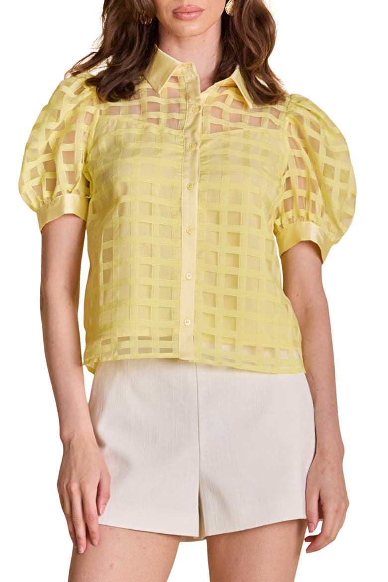 Puff Sleeve Organza Top, Main, color, LIGHT YELLOW