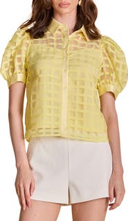 English Factory Puff Sleeve Organza Top
