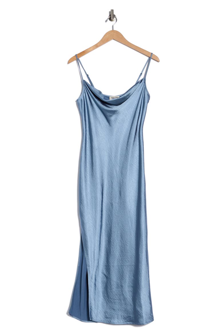 Cowl Neck Satin Slipdress, Alternate, color, BLUE RHYTHM